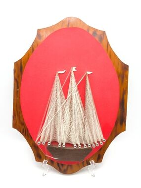 Vintage Nautical Clipper Ship String Art Wall Hanging Plaque
